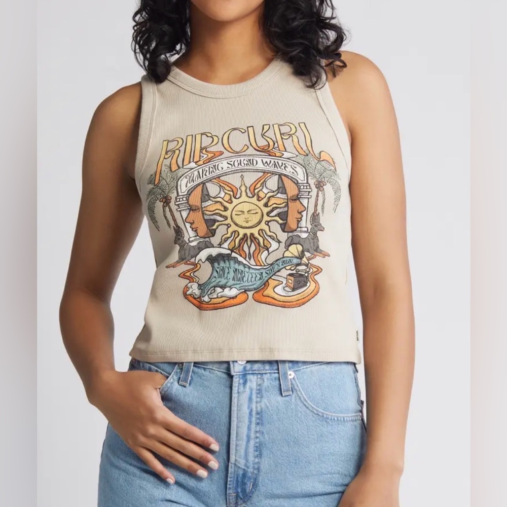 Rip Curl Sound‎ Wave Rib Graphic Tank Crop XS